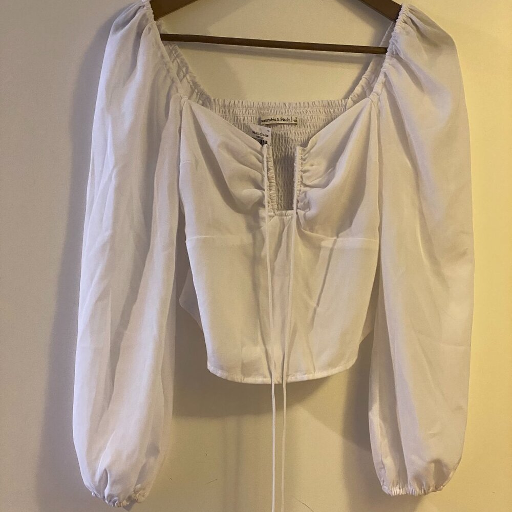 Long-sleeved, faux-silk cinch top from Abercrombie & Fitch. Never worn